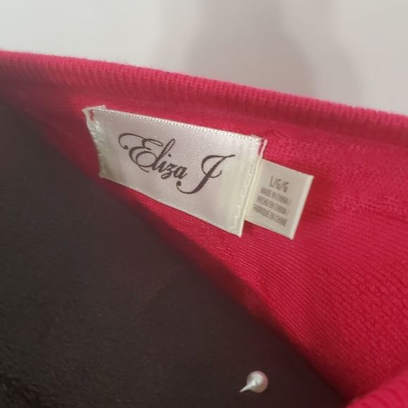 NWT Eliza J Fit and Flare Fuschia Dress with Floral Imprinting SIZE L (D… - Picture 4 of 7